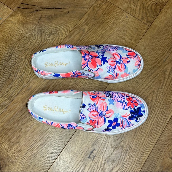 Lilly Pulitzer white, pink print slip / slide - Size 6 - Picture 4 of 10